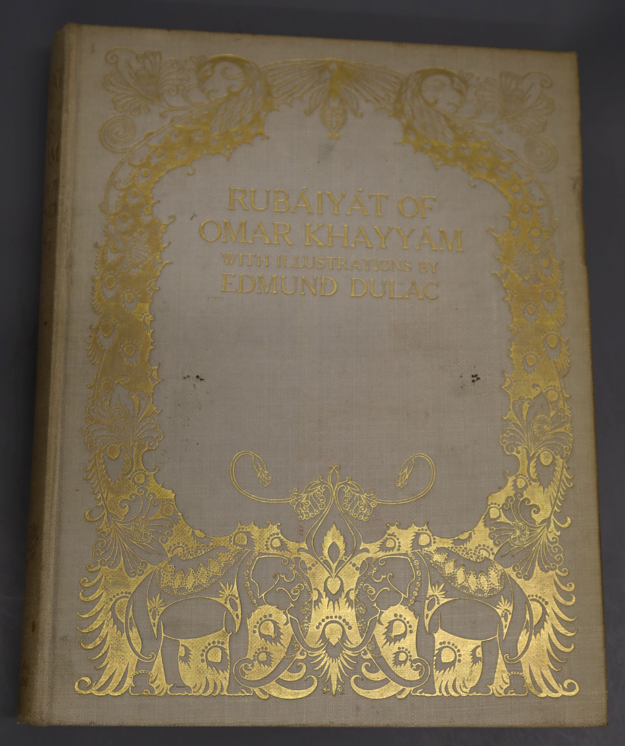 Omar, Khayyam - The Rubaiyat, illustrated by Edmund Dulac, original cream cloth, gilt, with 20 tipped-in colour plates, Hodder and